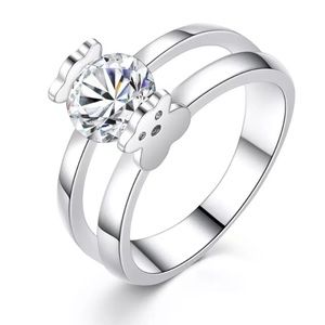 Cute Bear Cubic Zircon Engagement Ring